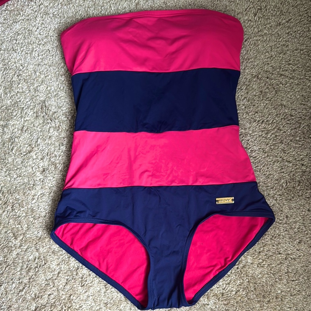 Dkny Pink and Blue One Piece Swimwear